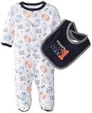Bon Bebe baby-boys '新生児ツーピースMommy 's All Star足付きカバーオールとよだれかけセット
