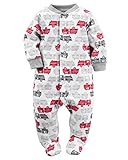 カーターズ ロンパース carter's 男の子用消防車がいっぱいフリース足つきカバーオール パジャマ 白 ホワイト (3months(55-61cm)) [並行輸入品]