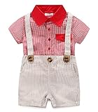 (チェリーレッド)CherryRed ベビー フォーマル セットアップ 洋服 半袖 ストライプ 95cm
