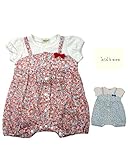 【子供服】 kids zoo (キッズズー) 小花柄パターンメッシュ重ね着風Tオール 70cm，80cm W44703