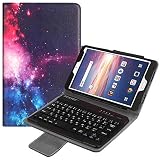 ワイヤレスキーボード docomo dtab Compact d-02k 専用 レザーケース付きキーボードケース タブレットキーボード Bluetooth キーボード ワイヤレスキーボード タブレットキーボード (宇宙)