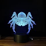 テーブルランプ3D創造性光るスパイダーLEDナイトライトベッドルームベッドサイドランプホリデーギフト,Blue