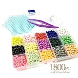 1800pc 15Colour Water Sticky Perler Beads Pegboard Set Fuse Beads Jigsaw Puzzle Water Beadbond Educa