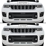 SlickMod クローム デリート ブラックアウト ビニール オーバーレイ 2021-2023 Jeep Grand Cherokee L グリルトリム用 (3.オーバーランド下部グリルトリム、光沢ブラック)