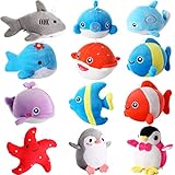 12個 ミニ 海洋動物 ぬいぐるみ 海の生き物 ぬいぐるみ ソフトなぬいぐるみ 海の生物 小さなぬいぐるみ キーチェーン カーニバル賞品 クリスマスツリー 誕生日パーティー お土産バッグフィラー