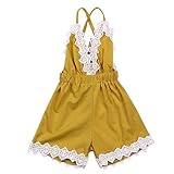 Chinatera小さい女の子用ボディスーツレースノースリーブロンパースone-pieces Vネックバックレスジャンプスーツ夏服