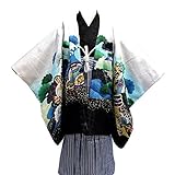 七五三 3歳 3才 男児 トータル13点フルセット 男の子 着物 (ミニ5歳) 紋付羽織袴 紋付袴 8タイプ/6(鷹のしめ・白A-4)