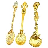 MagiDeal 3pcsヴィンテージコーヒースプーンティースプーンアイスクリームスプーンSundaeミルクスプーン as described ゴールド 21fe6cc881a790ef44fd647