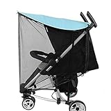赤ちゃんのベビーカーのカバーのためのソフト昆虫のネットティングアンチUVサンシェード-青