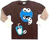 Sesame Street Cookie Monsterステッチ長い靴下スリーブシャツ
