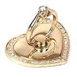 スマホ 携帯電話 全機種対応 ハート型 バンカーリング レディース 女性用 スタンド 落下防止 iPhone iPad (A-01 ゴールド)