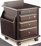 木製 ベッドサイド チェスト 引き出し 鍵付き ダークブラン