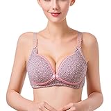 妊婦 ブラ ノーワイヤー 授乳ブラジャー インナーウェア お肌にやさしい授乳ブラジャー 水玉柄 前開き ボタン式 グレー 85C