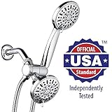 AquaDance 高圧力3ウェイツインシャワーコンボ 2つと4インチ 6セッティングのシャワー 個別にまたは一緒に公式かつ独立系のテストを実施済み。厳密な品質&パフォーマンス基準を満たしています。