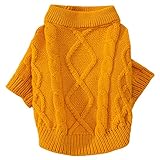 Tengcong 犬用コスチューム 犬用セーター 犬服 冬 セーター 洋服 猫 ドッグウェア 防寒着 暖かい 可愛い おしゃれ 小型犬 中型犬 大型犬 (イエロー, S)