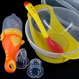 赤ちゃん&幼児用フルーツフィーダー/おしゃぶり/ Infant Teethingツール+ボウル( withテーブル吸引) +シリコンスプーン