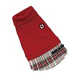 【犬と生活AW】チェックスカート《プリーツ　冬服　シンプル　オシャレ》 (XS, レッド)