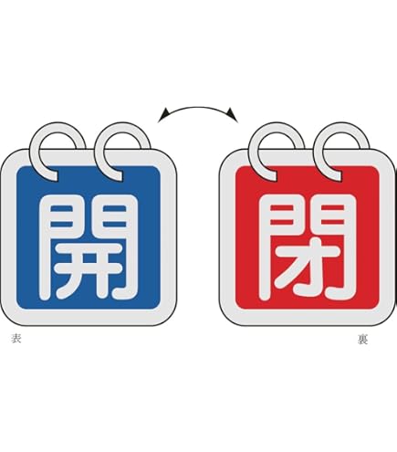 Amazon | 日本緑十字社 回転式バルブ開閉札 開OPEN(赤)⇔閉CLOSE(青