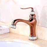 awxjxシンクタップ銅ヨーロピアンスタイルレトロスタイルBasinホットAng Cold 1つ穴ゴールドバスルームCeramics高さUp