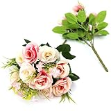 Lucky House(ラッキー ハウス) バラ 可愛い 造花 枯れない花 花材 （20頭） プレゼント お祝い 結婚式ブケ バレンタインギフト 誕生日 母の日 (パープル) 4色が選べる (ライトピ