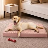 Peto-Raifu ベッド クッション 犬ベッド ペットベッド ペットソファーベッド 洗える ふわふわ 犬寝床 防水 滑り止め 老犬介護 床ずれ 防止 通年使用 冬/夏 秋田犬 中型犬 大型犬 多頭飼い チェックカット ピンク 111*81*7cm