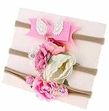 C-Princess 赤ちゃん ヘアバンド ベビー ヘアリボン ヘアアクセサリー 髪飾り 髪留め カチューシャ 3点セット キッズ 女の子 かわいい 出産祝い 誕生日 お宮参り ピンク