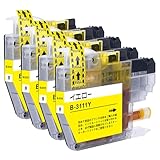 【EasyECO】ブラザー用 LC3111-4PK 互換インクカートリッジ LC3111-Y イエロー 4本セット 純正と併用可能 大容量インク 最新ICチップ搭載/残量表示/個包装 対応機種:DCP-J572N DCP-J577N DCP-J582N DCP-J587N DCP-J972N DCP-J973N DCP-J978N DCP-J981N DCP-J982N DCP-J987N など