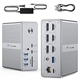 TobenONE DisplayLink ドッキングステーション トリプルモニター 120W電源アダプター付き、トリプル4Kディスプレイ MacBook Pro/Air、Thunderbolt 4/3、USB-C Windows用(HDMI3倍、DP3倍、USB-C2、USB 3.2x4、SD/TF)