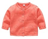 (ラボーグ) La Vogue キッズ ニット セーター 子供服 女の子 長袖 カーディガン かわいい ベビー コート アウター ジャケット 上着 ハート柄 秋冬 オレンジ 73