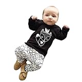 Tovadoo 子供服 ベビー服 男の子 トップス+サロペット セットアップ 長袖 秋冬 ギツネ柄 波柄 部屋着 保育園 旅行