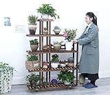 YI LU Deng JU- 木製多層フロアポットシェルフ木製盆栽テラスバルコニーリビングルーム屋内緑フラワーフラワースタンド (色 : Charcoal, サイズ さいず : B)