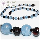 The Art of Cure Baltic Amber Teething Necklace for Baby (Cherry/Aquamarine) by The Art of Cure