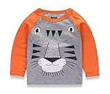 美来Kids 子供 長袖 Tシャツ 薄手 カジュアル アニマル ライオン柄 (90, ライオン柄)