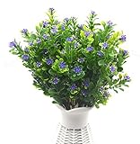 Lanldc 4 Bundles Artificial Plastic Bush Faux Grass Leaves Simulation Greenery Shrubs Home Garden Ba