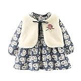 Taiycyxganベビー女の子冬のドレスコートプリンセスFauxファーベストフローラル柄フリースドレスセット