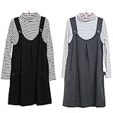 【 アウトレット 】(マーシェル) Marshel マタニティ 長袖 授乳 ワンピース レイヤード風 マタニティー服 楽ちんワンピ ブラック L