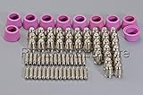 プラズマカッター ノズル 1.0mm 50Amp 電極 シールドカップ エアープラズマカッター切断トーチ消耗品 SG-55 AG-60に適合 80個