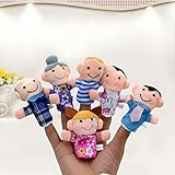 Carfeny 布人形 指人形セット 6個入り 縫いぐるみ 家族みんなで指人形 物語 童謡 おとぎ話 知育玩具 8x4cm