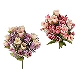 Baosity 現実的　2束　ローズ　20個　美しい　花の頭　花瓶挿し　花束　ホーム　ガーデン　パーティ　デコレーション