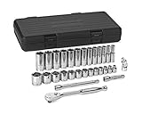 GearWrench 80569 30 Piece 3/8 Drive 6 Point SAE Standard and Deep Socket Set [並行輸入品]