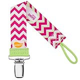 Ulubulu ウルブル Pacifier Clip おしゃぶり用ホルダー (Pink Chevron)