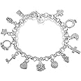 Aeora S925 Silver Thirteen Hanging Pieces Bracelet for Women Gift Bracelets & Bangles Jewelry, Large, Silver