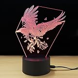 テーブルランプ3DクリエイティブライトイーグルLEDナイトライトベッドルームベッドサイドランプバレンタインデーギフト,Red