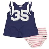 DENIM DUNGAREE テンジク　BABY　フリル　35　OP　SET 4NV紺 BS(80)