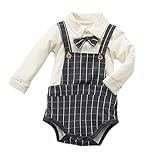 春/秋のベビーキッズボーイズガールズシャムトライアングルTlagsロンパース[紳士]