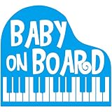 TREZ BABY ON BOARD ピアノ 鍵盤 PIANO ステッカー 【BABY IN CAR】 (ライトブルー)