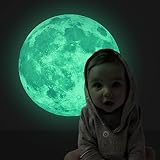 Creative 30cm Luminous Moon Skin Wall Sticker Decorative Glow in the Dark, Decor Removable Art Mural