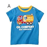 Mengmeng Boys Girls Cute Cartoon印刷ピュアコットンTシャツ カラー: ブルー