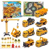 Cute Stone 建設車両 おもちゃ 車おもちゃ 22点セット 知育玩具 ショベルカー プレイマット付き 可動パーツ 作業車 工事車両 ミニカー 交通信号機付き 砂場 親子ゲーム 子供おもちゃ 誕生日 プレゼント 入園お祝い