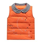 子供服　冬　ダウンジャケット　チョッキ　ストライプ　保温性よく　厚くする　軽快　着心地良い　オレンジ　120cm